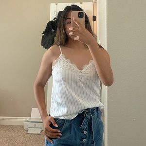 abercrombie & fitch navy blue striped tank top